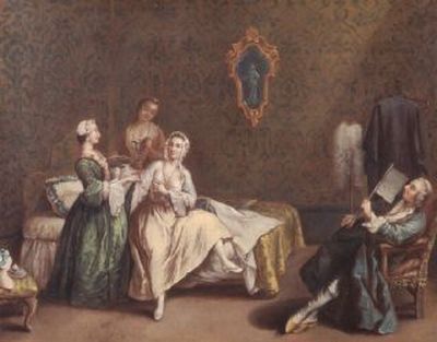 Pietro Longhi (imitatore di) Il risveglio della dama 1760 ca Gallerie di Palazzo Leoni Montanari