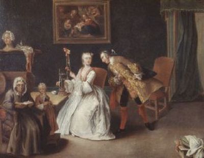 Pietro Longhi (imitatore di) La dichiarazione 1760 ca Gallerie di Palazzo Leoni Montanari