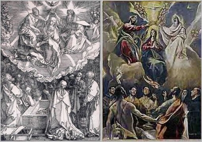 Coronation of the Virgin, woodcut by Albrecht Dürer, 1510, Honolulu Academy of Arts