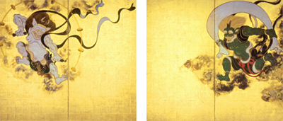 風神雷神図屏風(宗達)