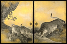 丸山応挙《遊虎図(水呑みの虎)》(1787年)