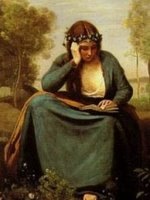 コロー_本を読む花冠の女