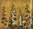 尾形光琳_孔雀立葵図屏風左隻