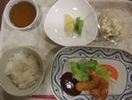 27夜エビフライ・ポテトサラダ・キウィ林檎