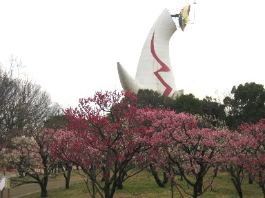 太陽の塔と梅林