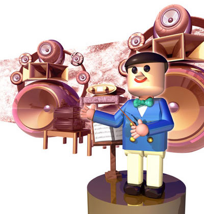 3Dイラスト-高級オーディオ家族