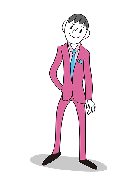 スーツ男3ピンク