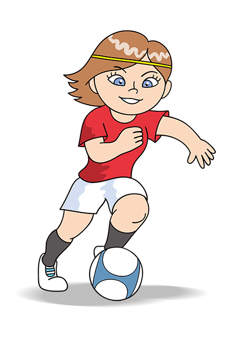 女子サッカー選手、ドリブル
