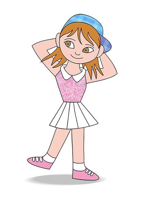 ガールズ、青いキャップ、夏の女子