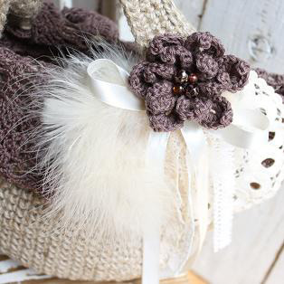 麻バッグ ハンドメイド カゴバッグ