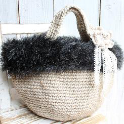 麻バッグ ハンドメイド カゴバッグ