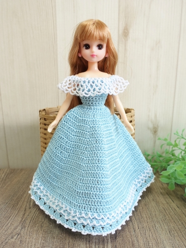 着画】ピンクと水色のドレス2着、リカちゃん着画 | mimosaのあみ 着画】ピンクと水色のドレス2着、リカちゃん着画 | mimosaのあみ