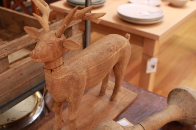 WOOD雑貨 シカのオブジェ ダンベル