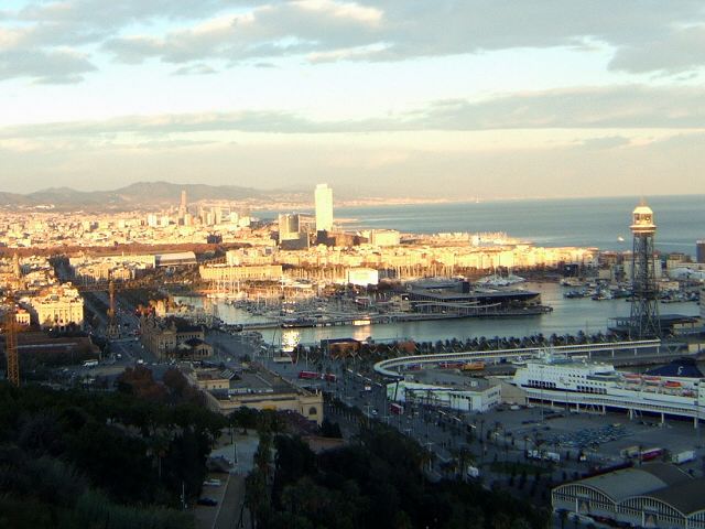 エスパーニャSPAINカタルーニャ地方・バルセロナモンジュイックの丘展望台バルセロナ港