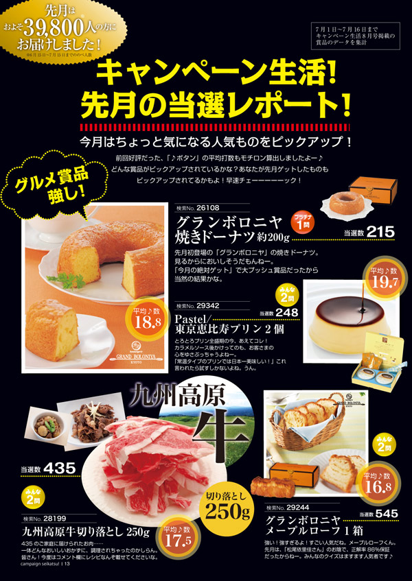 キャンペーン生活は当るんです!