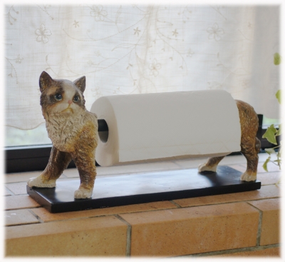 猫ちゃんのキッチンペーパーホルダー アンティークなネコ | Hout-4 