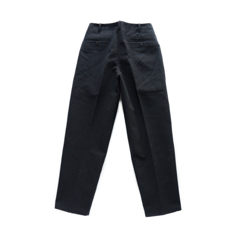 山内　コットン　ワンタックセミワイドパンツ　スラックス　黒　20s67 山内 - 別注 高密度二重織りコットン・ワンタックセミワイドパンツ