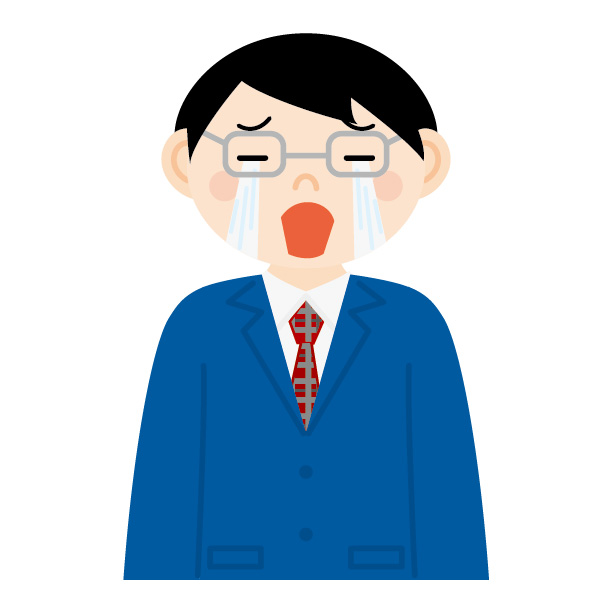 差し押さえられて泣く男性