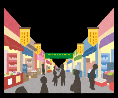 商店街で消費者金融の無人契約機を探す