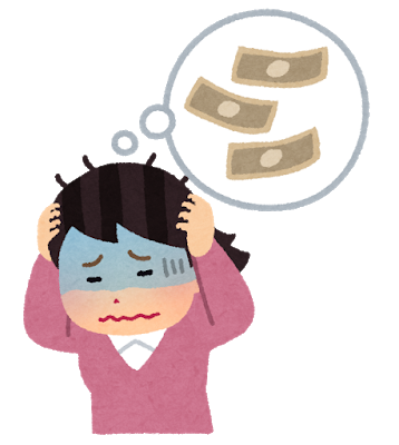借金で頭を抱える女性