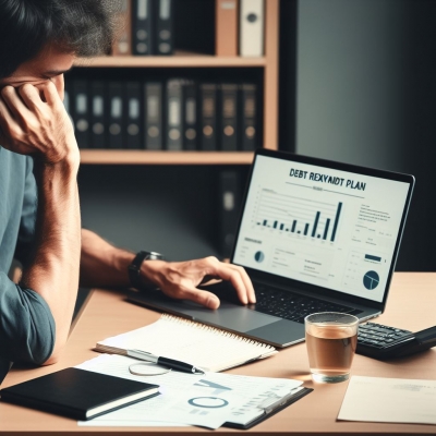 借金の返済計画を立てている男性