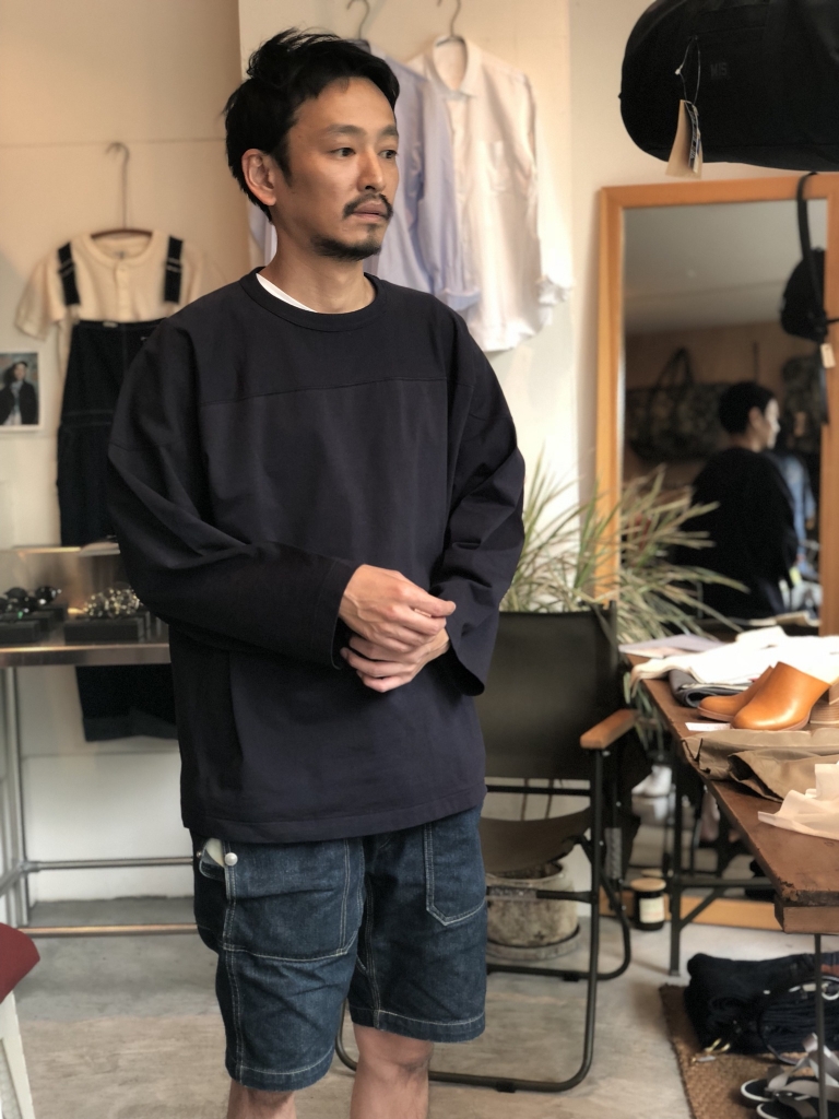 Comoli ウールフットボールTシャツ NAVY 22AW - Tシャツ