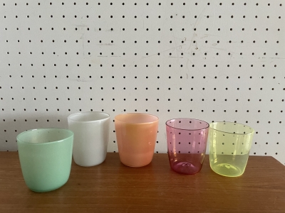【一点物×2個セット】辻美友子　ガラスグラス　送料込 一点物×2個セット】辻美友子 ガラスグラス 送料込