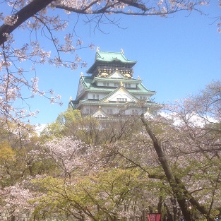 大阪城にて花見