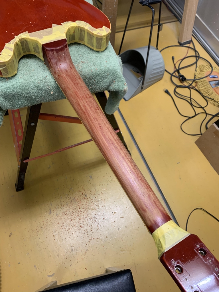 Gibson SS-333 ネック裏塗装剥がし 極薄塗装 ブリッジ交換 調整