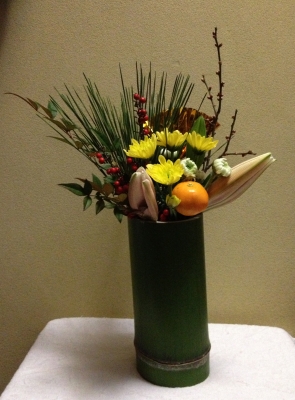 今晩宅配にて配送する生花アレンジメント・しめ縄飾り