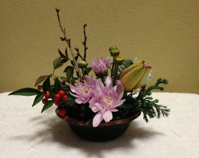 お正月の生花アレンジメントも店頭販売として発売中