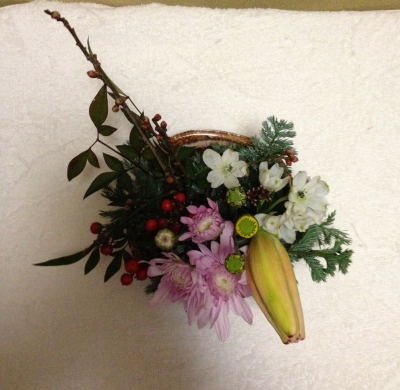 お正月の生花アレンジメントも店頭販売として発売中
