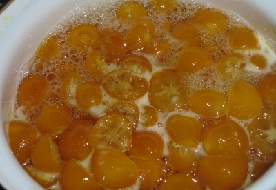 実家の金柑でジャムを作りました