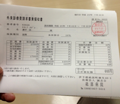 皮膚科の診察に「とべ病院」へ行きました