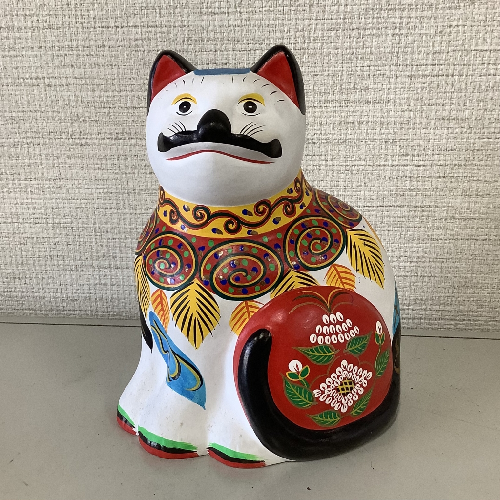 ③】三河招き猫 郷土玩具 赤猫 土人形 土鈴 / 無病息災 魔除け