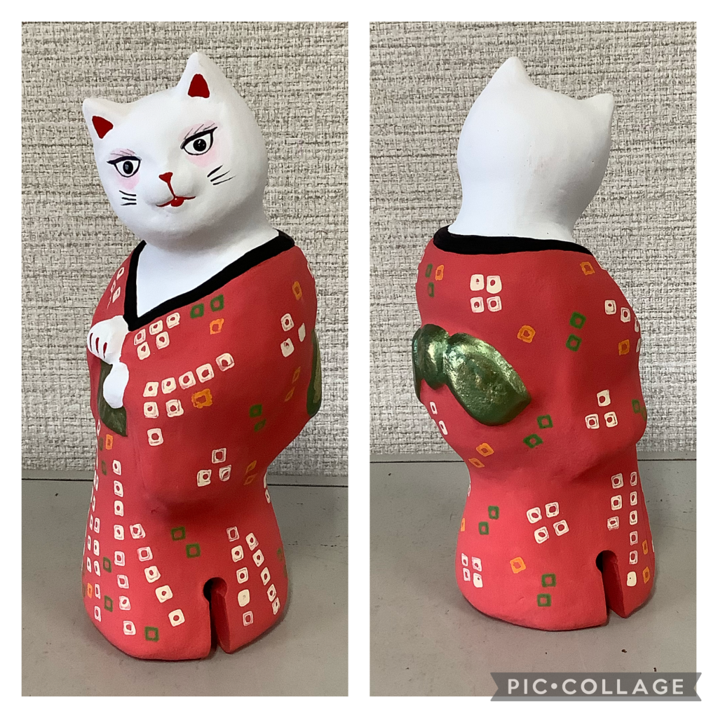 起土人形　招き猫　特大　中島一夫　郷土玩具　入手困難　(10/9迄出品) 猫の土鈴 | 鈴を振りふり