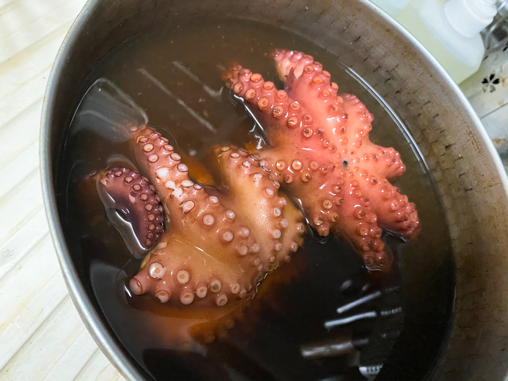 たこを茹でた