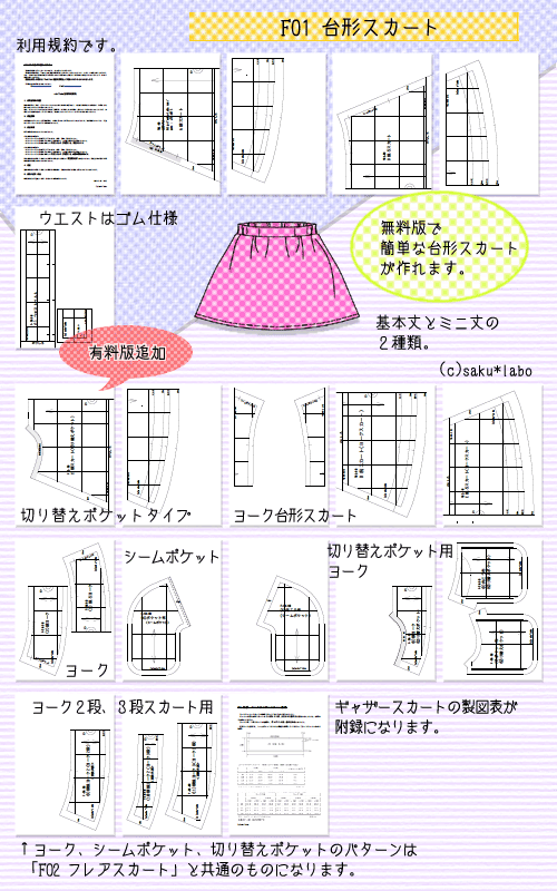 F01 台形スカート 90 100 110 1 無料版 Saku Labo Pdfの型紙屋です