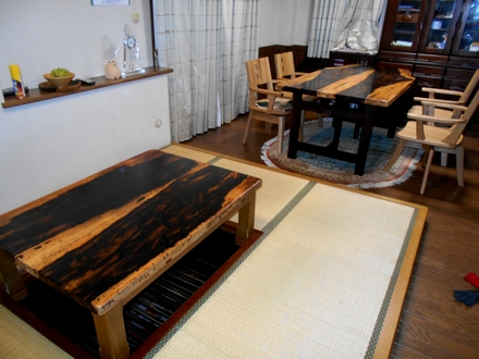 黒柿の掘りごたつ天板、テーブルを納品！ | 一枚板ショールーム