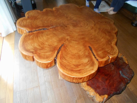 輪切りの屋久杉テーブル＆ケヤキの無垢一枚板テーブル | 千葉県柏市の