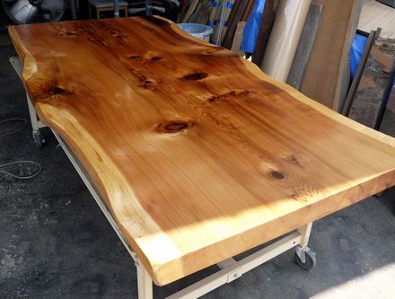 杉一枚板 テーブル 3点セット