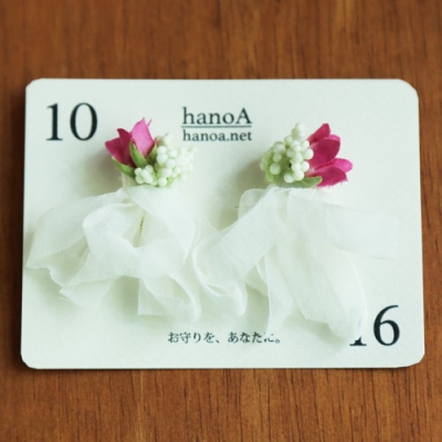 イヤリング お花 ピンク
