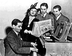 Berlin with film stars Alice Faye, Tyrone Power and Don Ameche singing chorus from Alexanders Ragtime Band (1938)