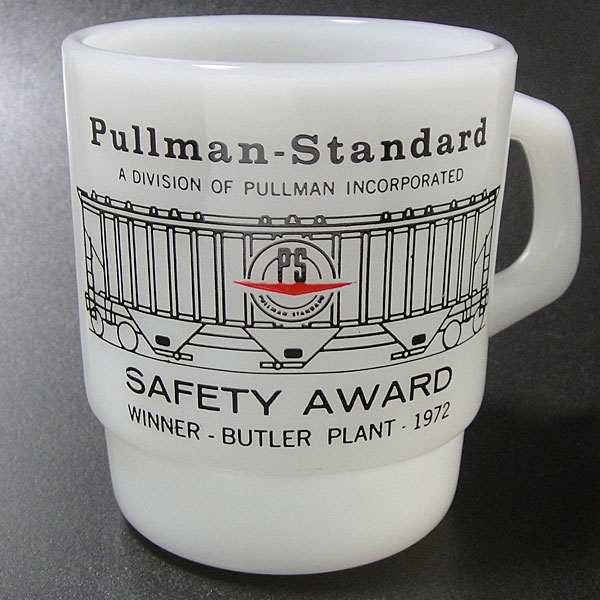 70sアメリカ製ファイヤーキング 鉄道製造会社プルマン-スタンダード 安全賞マグカップ1972年
