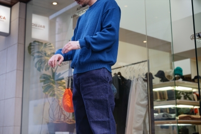 AURALEE/オーラリー Hard Twist Corkscrew Yarn Low Gauge Knit/Blue