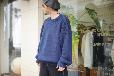 18ss UNUSED 5G Crew Neck Knit サイズ1 ネイビー