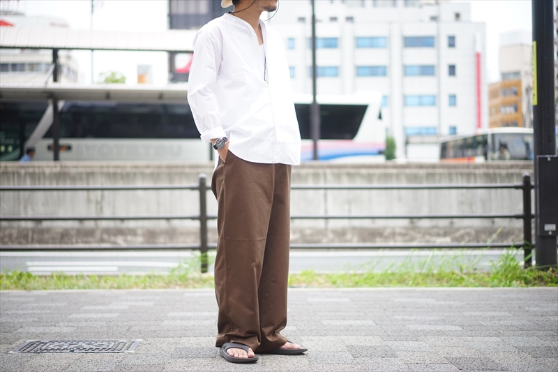 AURALEE WASHED FINX CHINO WIDE PANTS