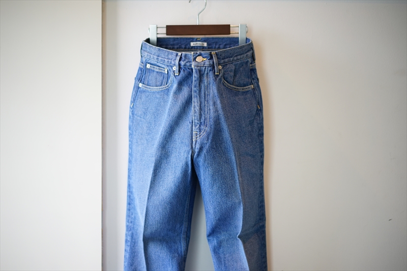 AURALEE WASHED HARD TWIST DENIM PANTS