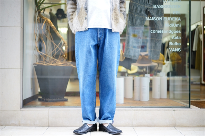 AURALEE WASHED HARD TWIST DENIM PANTS