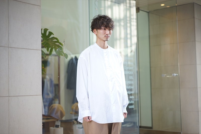 買い誠実 グラフペーパーBroad Oversized Band Collar Shirt